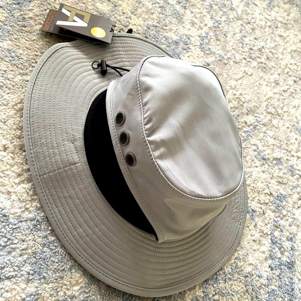 Men’s sun hat with neck shade, grey